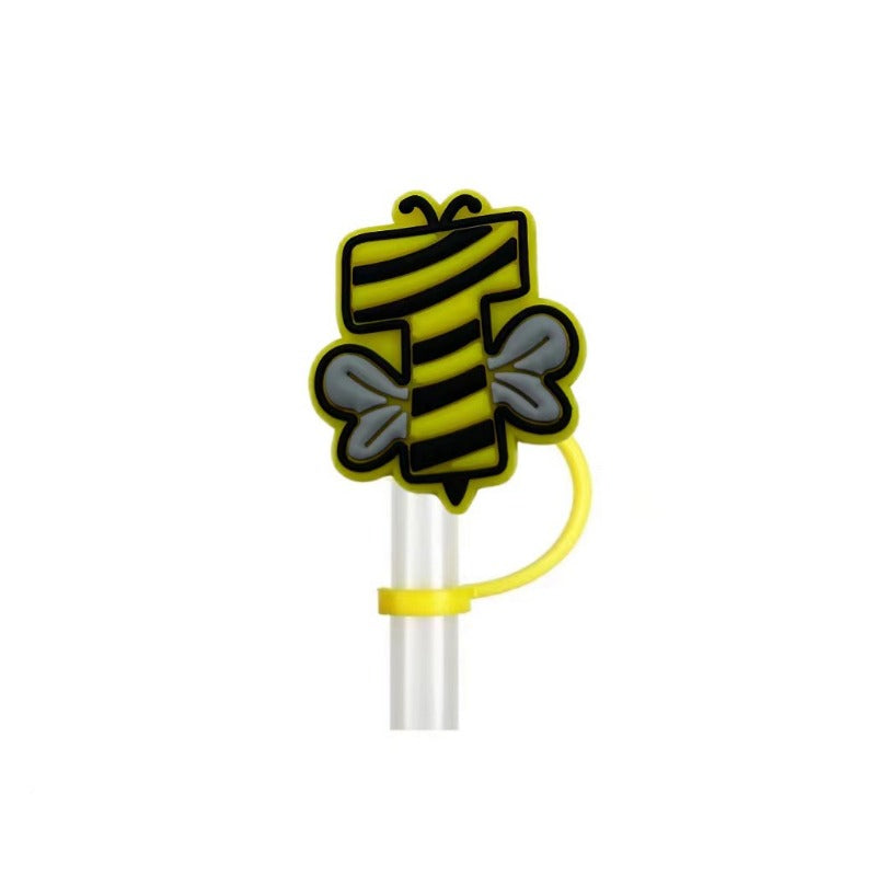 Wholesale 10pcs Letter Cartoon 8mm-10mm Soft Rubber Detachable Straw Dust Straw Cover